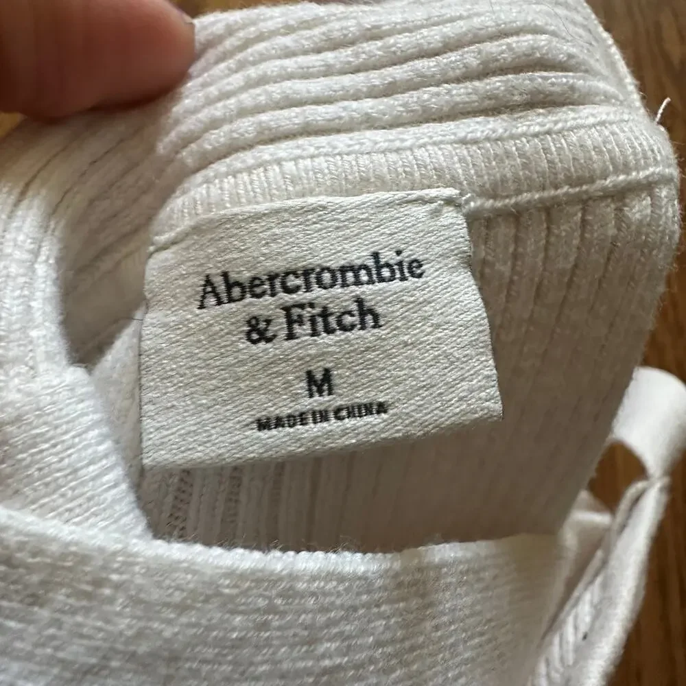 Abercrombie & Fitch White Knit Ribbed Sleeveless Bodysuit